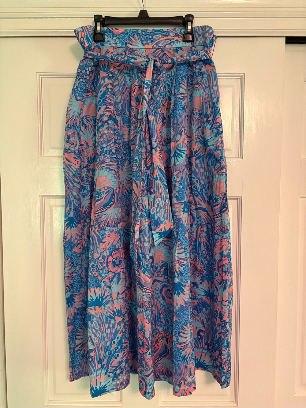 Talbots Blue & Pink Tropical Print MIDI Skirt